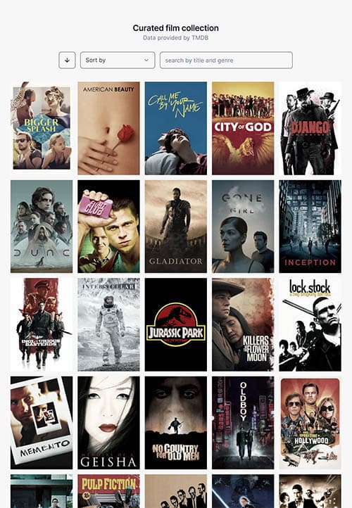 Curated film collection